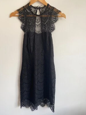 Bardot Dress Womens Size 14 Black Lace Sleeveless Round Neck Button Lined A-Line - image 1 of 4