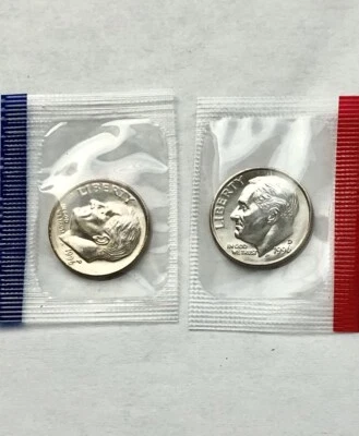 1996 P&D Roosevelt Dime  in US Mint Cello Uncirculated 10c Coins - Image 1 of 3