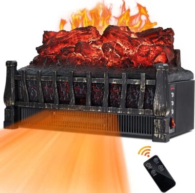 Electric Fireplace Log Set Heater with Glowing Ember Bed, 120V, Antique Bronze - Image 1 of 4