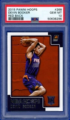 Tarjeta de novato Devin Booker 2015 Panini Hoops PSA 10 espalda roja Phoenix Suns (POP 6) Foto 1 de 2