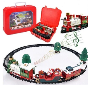 22Pcs Eisenbahn Zug Weihnachtszug Set mit Licht + Sound um Baumdekoration NEU** - Bild 1 von 8