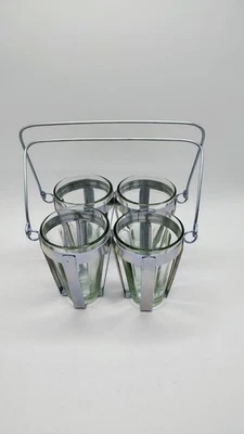 Galvanized Metal Caddy With Glass Vases Portable Garden Cutting Display - Image 1 of 4