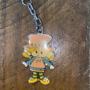 1980s Strawberry Shortcake Angel Cake Enamel Pendant Keychain Vintage - Picture 1 of 5