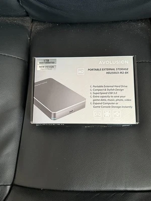 Avolusion M2 Portable External Storage HD250U3-M2-BK, 1 TB for Win,Mac,Xbox, PC - Image 1 of 2