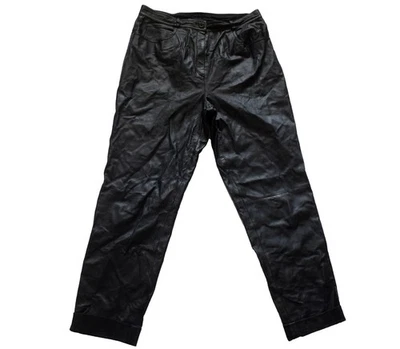 Vintage 80s Leather Trousers Black Retro Indie Punk Rock 16 - Image 1 of 3
