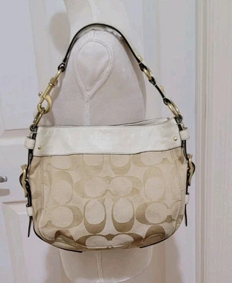 Coach Zoe Ivory Tan Signature Canvas Hobo Bag 12657 - Image 1 of 4