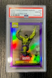 2024 Topps Chrome Marvel HULK Purple Refractor /75 PSA 10 POP 8 - Bild 1 von 7