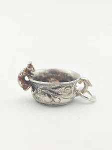 Vintage 925 Sterling Silber Maus & Topf Charm Anhänger  - Bild 1 von 3