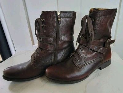 Earthies Size 11 PORTO Brick Real Leather Boots Women's Shoes zipper/lace - Image 1 of 4