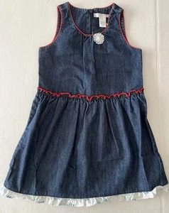 NWOT Girls 3T Janie and Jack SEASIDE GETAWAY vintage ‘06 Denim Ruffle DRESS Rare - Picture 1 of 3