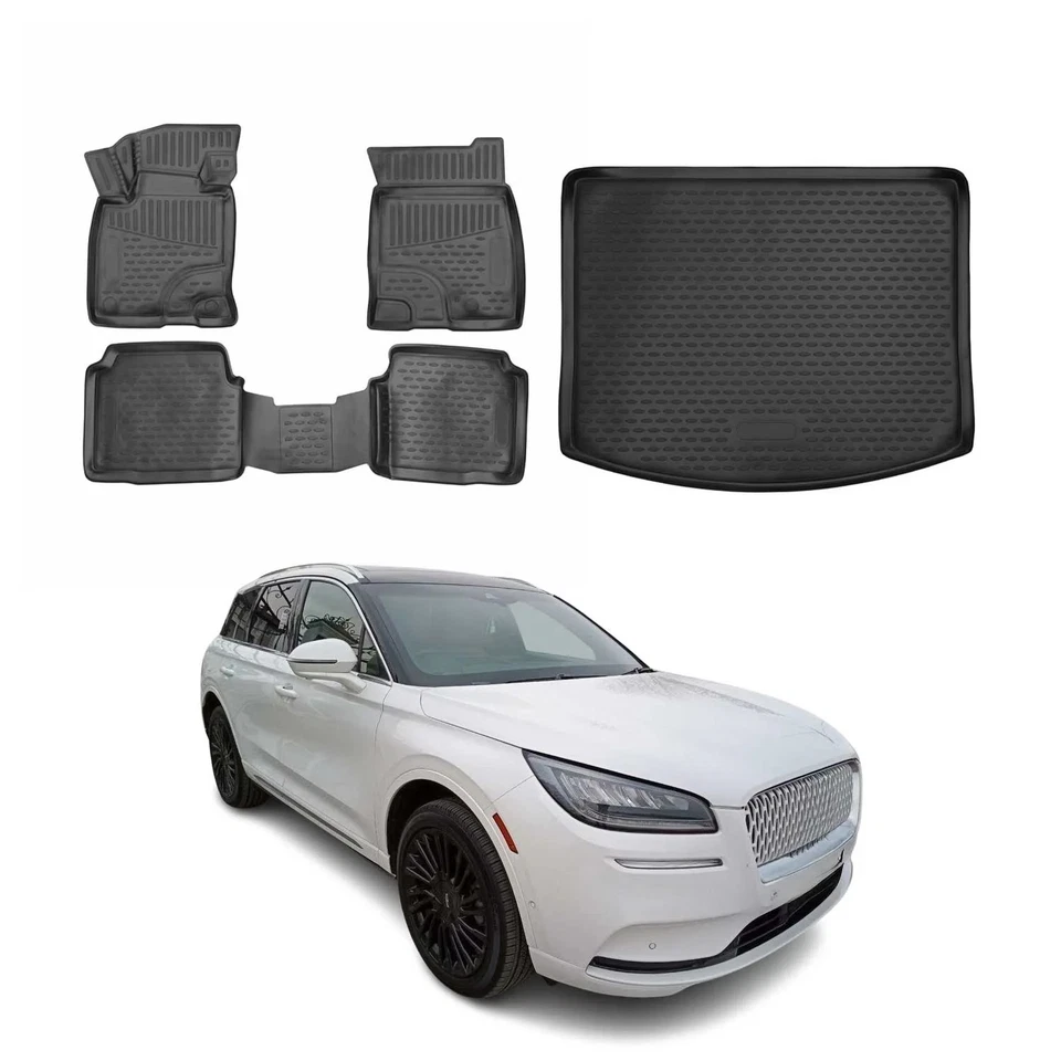 Fits 2020-2025 Lincoln Corsair Floor Mats & Cargo Liner Full Set Black - Image 1 of 4