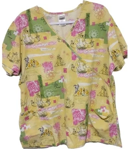 Disney Lady & The Tramp Scrub Top Women's XL Medical Vet Pediatrician Dog Puppy - Picture 1 of 8