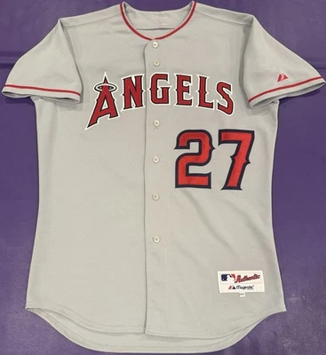 Authentic Mike Trout Anaheim Angels #27 On Field Majestic Jersey 48 Rare (issue) - Image 1 of 3
