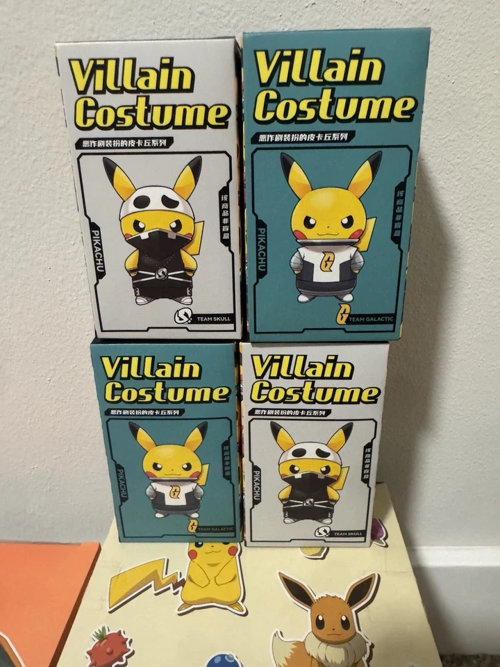 Pikachu Costume Figures - Set of 4 Pokemon Pikachu Chinese VILLAIN  - 2.5in NEW - Image 1 of 1