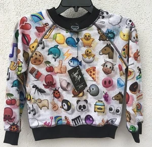 $104 NWT Zara Terez Multicolor Emoji Design Long Sleeve Sweatshirt Size Medium - Picture 1 of 4