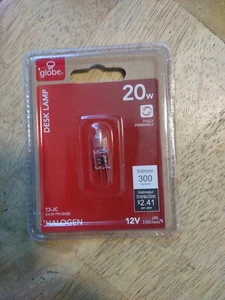 Globe 20w Halogen T3-JC G4 BI-PIN BASE Bulb, Desk Lamp 300 Lumens, 2000 Hr Life - Picture 1 of 2