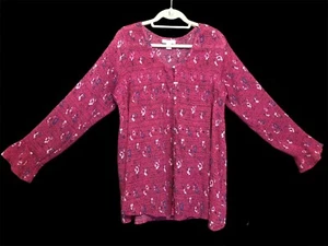 Blusa Maternidad Maternidad Manga Larga Rosa Oscuro Beige Teal Floral Túnica Talla XL - Imagen 1 de 6