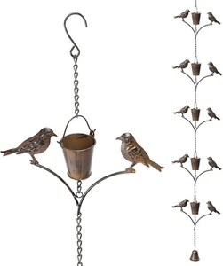 6.52Ft Metal Copper Bird Rain Chain for Gutters - Functional Decorative Downspou - Picture 1 of 12