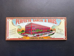 VTG Embossed PERFECTO GARCIA Havana Cigar Label Copper Framed Glass Both Sides - Picture 1 of 9