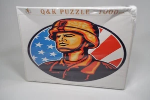 Rare Q&K Wood Puzzle Patriotic USA American Soldier 1,000 Pieces 75X50 cm - Picture 1 of 4