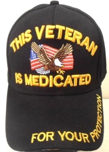 ESTE VETERANO ES GORRA MILITAR MEDICADA PARA TU PROTECCIÓN SOMBRERO NEGRO - Imagen 1 de 3