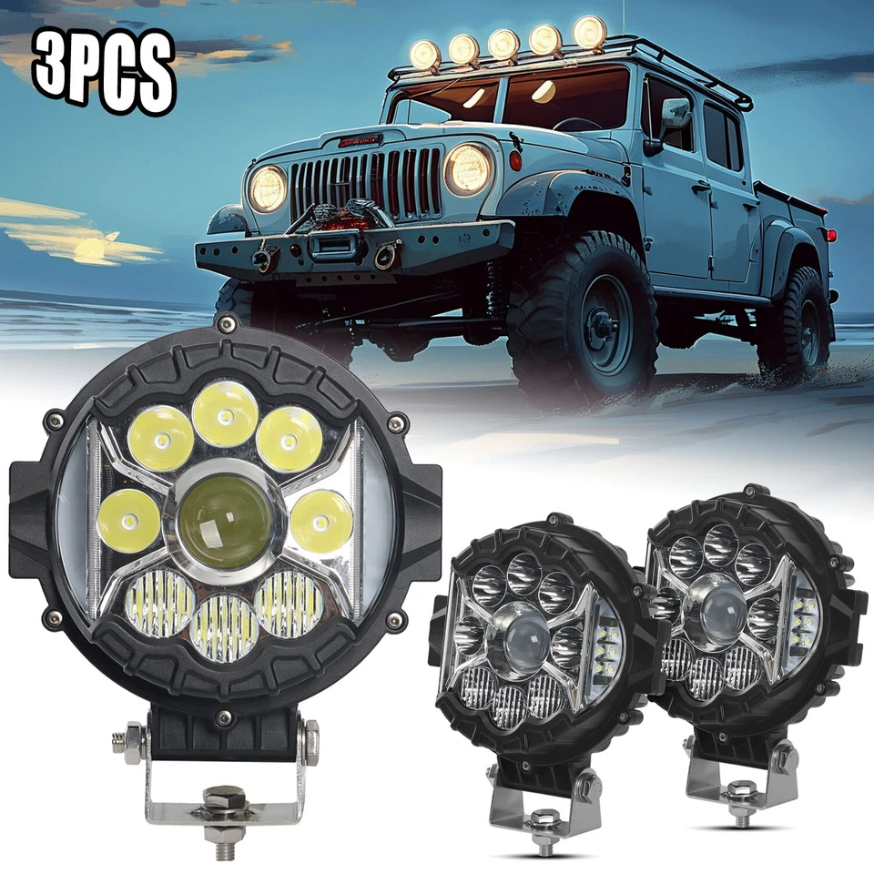 Vainas de luces láser LED de punto de tirador lateral de 7" 3 piezas para camioneta Chevy Dodge Ford Jeep Foto 1 de 4