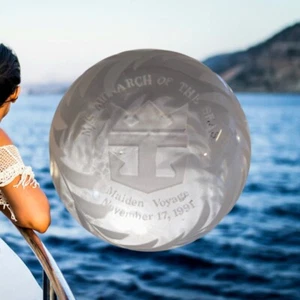 RARE! Royal Caribbean Monarch Of The Seas Maiden Voyage 1991 Glass Paperweight - Picture 1 of 2
