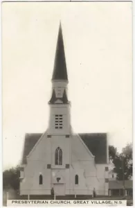 Antigua postal con foto real de la iglesia presbiteriana Great Village Nueva Escocia Canadá - Imagen 1 de 2