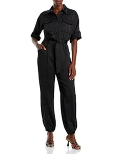 MSRP $98 Aqua Belted Jumpsuit Black Size Small - Picture 1 of 1