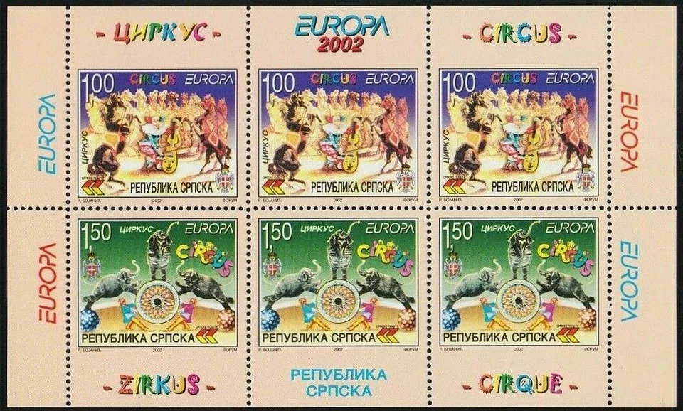 Bosnia - Srpska 2002 ☀ Europa Cept - Circus - Animals MSS Mint never hinged (**) Foto 1 de 1