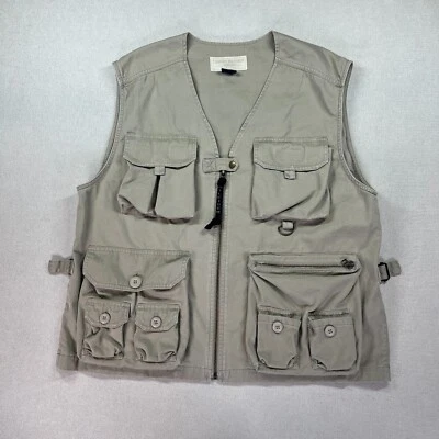 Tommy Hilfiger Chaleco de Pesca Para Hombre L Beige Cremallera Completa Logo Entrenamiento Caza Safari Foto 1 de 4