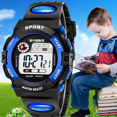 Reloj electrónico digital impermeable para niños niños niños niñas deportes relojes LED Foto 1 de 4
