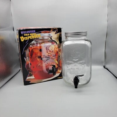 Home Essentials Halloween Cold Drink Dispenser 1 Gallon Glass Zombie Juice Skull - Image 1 of 4
