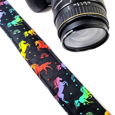 Rainbow Unicorn Camera Strap -Colorful Camera Strap -Double Padded Comfortable - Image 1 of 4