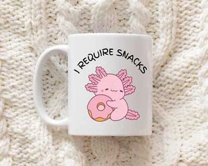 I Require Snacks Becher - Lustiges Axolotl Geschenk für Snackliebhaber, Kaffeebegeisterte - Bild 1 von 4