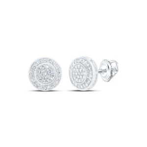 10K White Gold Womens Round Diamond Cluster Earrings 1/3 Cttw - Picture 1 of 2