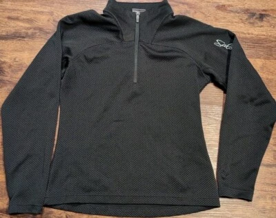 Salomon Womens Small Long Sleeve Pullover 1/4 Zip Waffle Black Polyester - Image 1 of 4