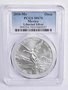 MS70 2016 MO Mexico 1 Onza Silver PCGS Blue Label - Picture 1 of 5