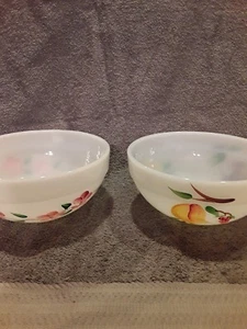 2 CUENCOS PINTADOS A MANO VINTAGE ANCHOR HOCKING FIRE KING MODA GAY 7 1/2 PULGADAS DIA - Imagen 1 de 9