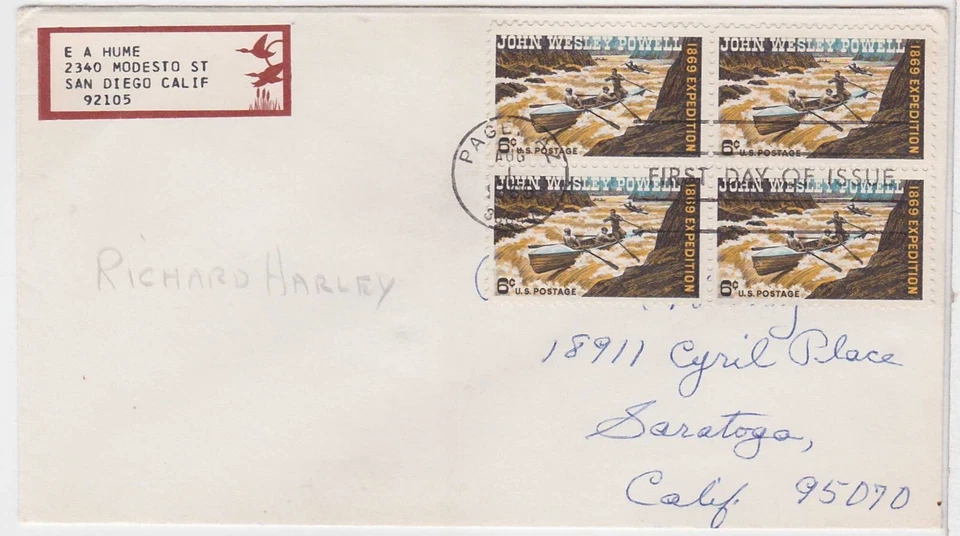 TurtlesTradingPost- John Wesley Powell 1969 FDC #1374- Block of 4 - Image 1 of 1