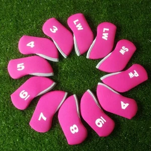 Copricapo in ferro per mazze da golf in neoprene rosa 12 pezzi per ferri RH e LH - Foto 1 di 4
