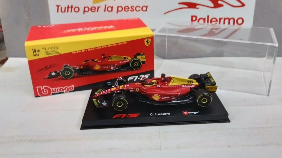 BURAGO 1/43 - FERRARI F1 -75  GP ITALIA GIALLO MODENA   #16   LECLER  ITEM 36831 - Immagine 1 di 1