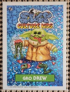 GROW DREW SLOP CULTURE KIDS SERIES 1 STICKER FOIL SP CHASE CARD BABY YODA GROGU - Picture 1 of 2