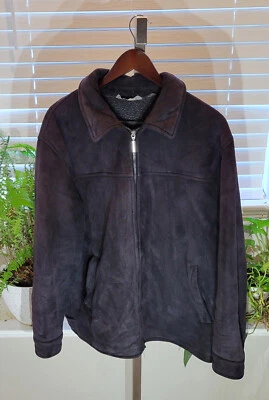 St. John's Bay Suede Black Brown Men's Bomber Jacket Size L Large - Image 1 of 4