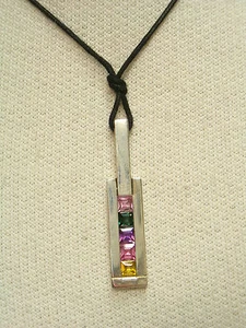 Ciondolo in Argento 925 con Pietre sintetiche e Girocollo - Pendente - Imagen 1 de 3