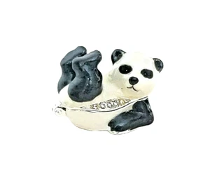 Caja de baratijas en miniatura con bisagras con bisagras de peltre Don't Worry be happy Panda - Imagen 1 de 3