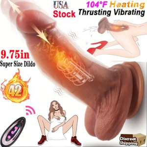 9.75"Super Size Telescopic Realistic Thrusting Dildo Vibrator Sex Toys for Women - Picture 1 of 15