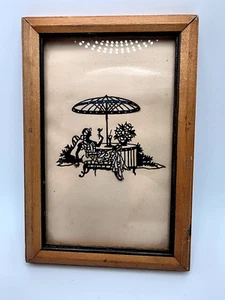 Vtg. Art Deco Silhouette Picture, Wood Frame, 5.5" X 3.5" - Picture 1 of 3