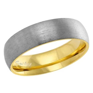 Classic Titanium Ring 6mm Gold Silver Color Wedding Band Mens Womens Size 5-13 - Picture 1 of 3