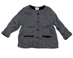 Flax Women's Black and White Stripe Button Up Linen Casual Jacket Size Medium - Picture 1 of 5
